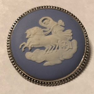 WEDGWOOD BLUE JASPERWARE CHARIOT BROOCH 1960’s